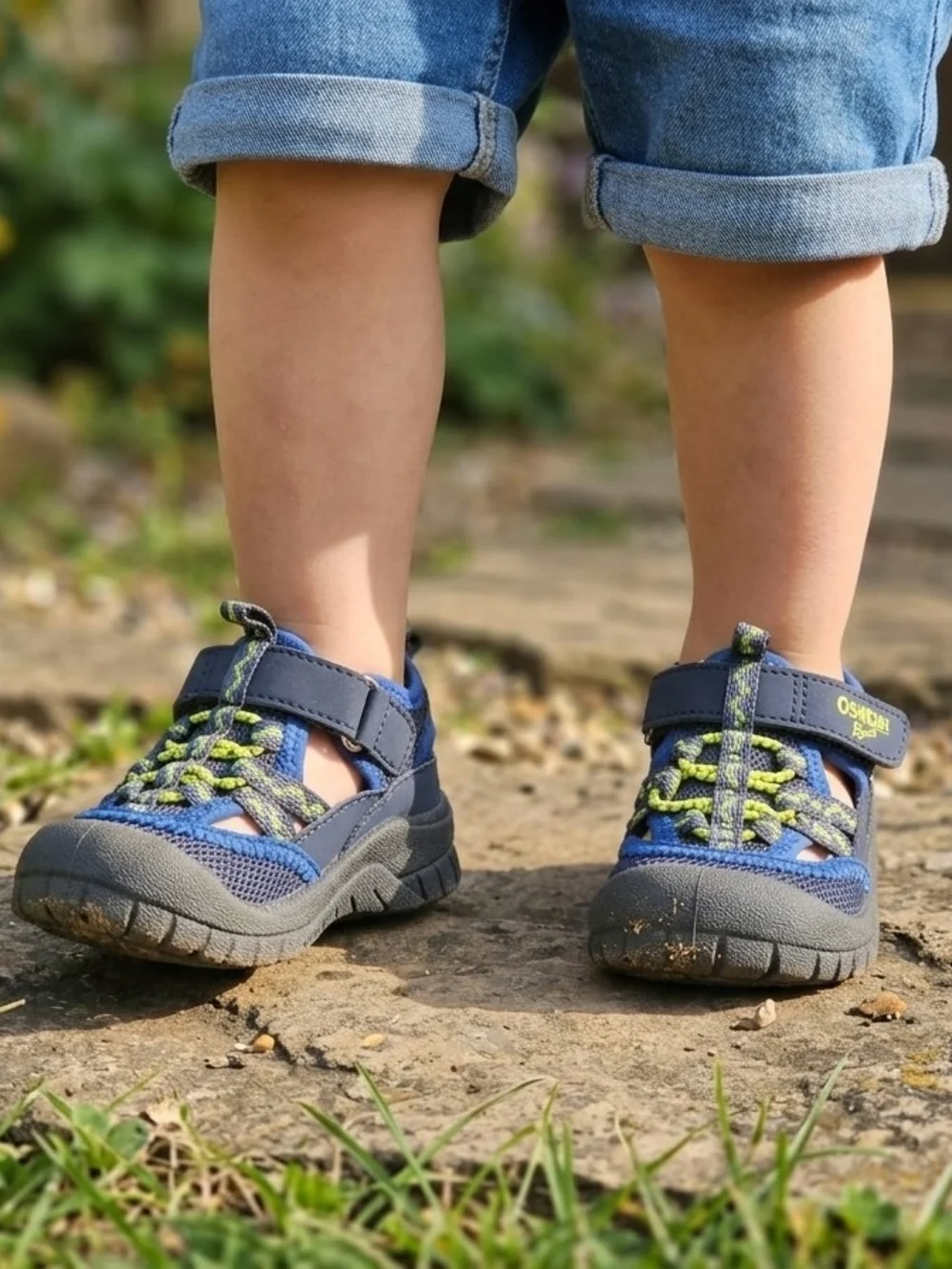 OshKosh B'gosh Navy and Lime Kids Outdoor Sandals